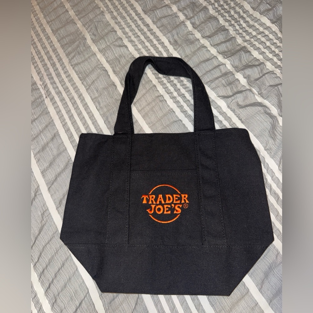 Trader Joes Black Mini Canvas tote bag Halloween limited edition
